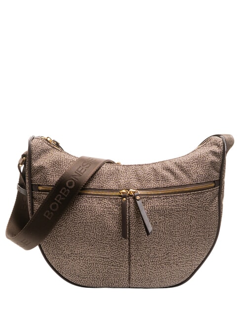 BORBONESE LUNA BAG Flexos Zip natural op/dark brown - Women’s Bags