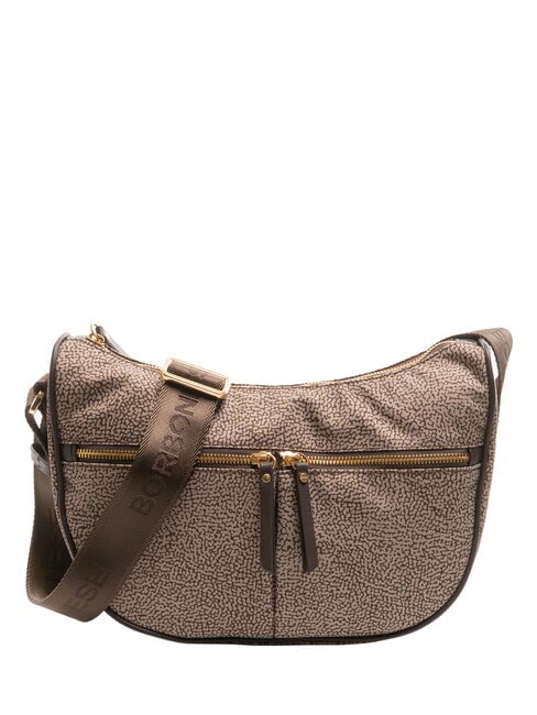 BORBONESE LUNA BAG M Flexos Zip natural op/dark brown - Women’s Bags