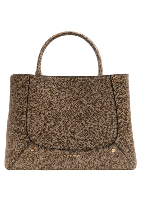 BORBONESE FRAME Handbag, with shoulder strap natural op / black - Women’s Bags