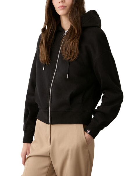 COLMAR STUNNING Full zip sweatshirt with hood and pleats black - Women's Sweatshirts