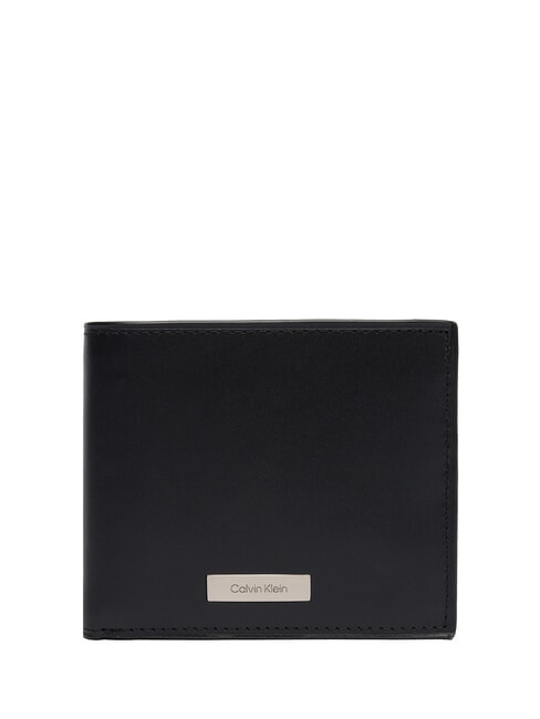 CALVIN KLEIN CK PLAQUE Leather wallet on black - Men’s Wallets