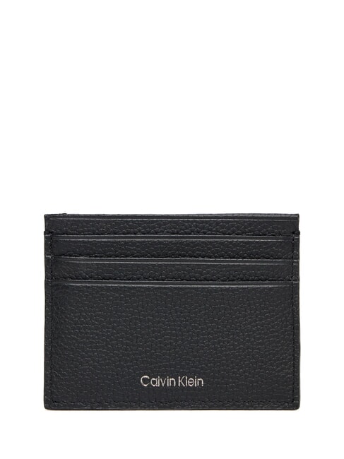 CALVIN KLEIN FOIL EMBOSS  Flat leather card holder on black - Men’s Wallets