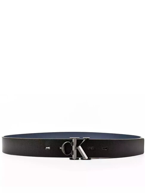 CALVIN KLEIN CK HARDWARE SEASONAL  Reversible leather belt black/moonlit ocean - Belts