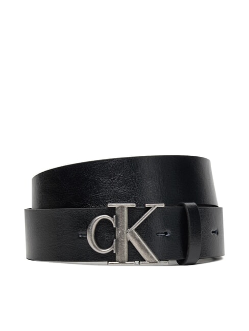 CALVIN KLEIN CK HARDWARE Leather belt black/antique silver - Belts