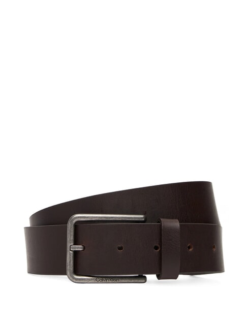 CALVIN KLEIN WARMTH  Leather belt ck dark brown/antique silver - Belts