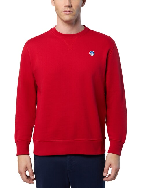 NORTH SAILS ROUND LOGO Cotton crewneck sweatshirt red lava - Sweatshirts