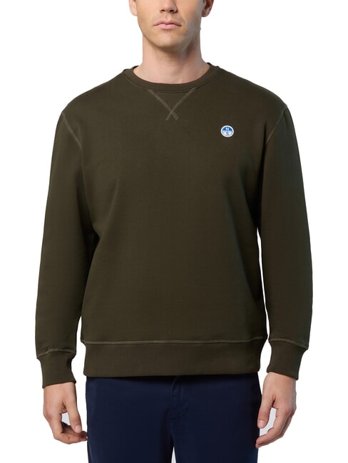NORTH SAILS ROUND LOGO Cotton crewneck sweatshirt forest green - Sweatshirts