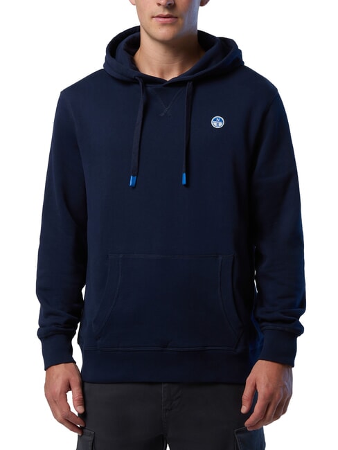 NORTH SAILS ROUND LOGO Cotton hoodie navy blue - Sweatshirts