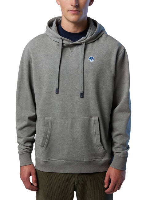 NORTH SAILS ROUND LOGO Cotton hoodie medium gray melange - Sweatshirts
