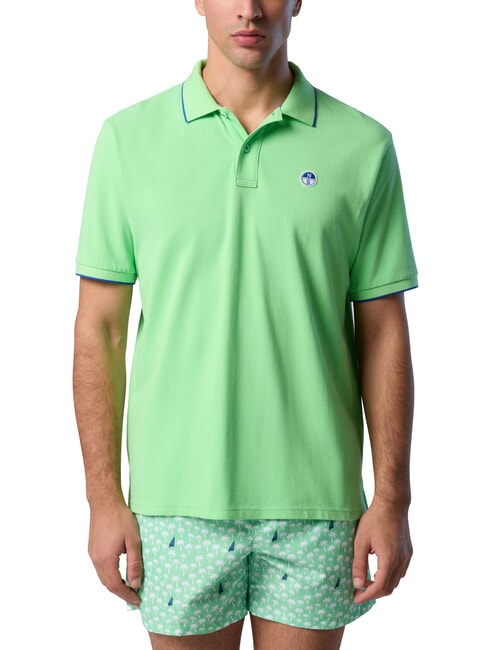 NORTH SAILS COLLAR STRIPED Short-sleeved cotton polo summer green - Polo shirt