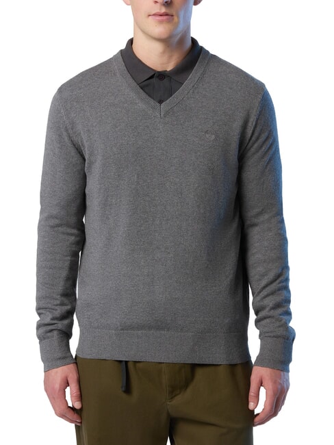 NORTH SAILS N|S V-neck sweater medium gray melange - Men's Sweaters