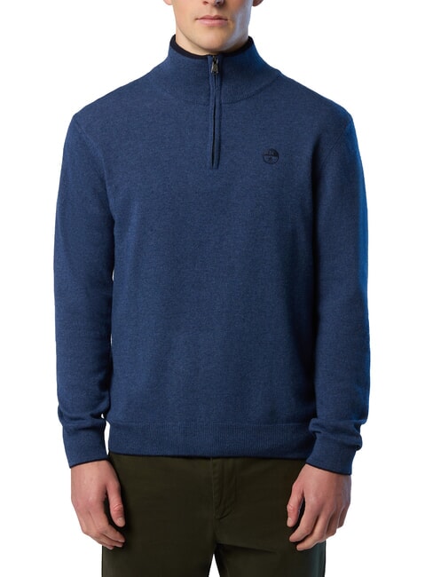NORTH SAILS N|S Half-zip turtleneck sweater China blue melange - Men's Sweaters
