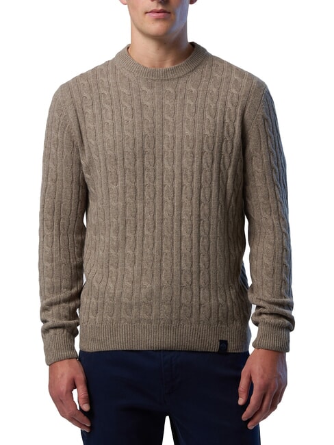 NORTH SAILS N|S Cable knit crew neck sweater fossil melange - Men's Sweaters