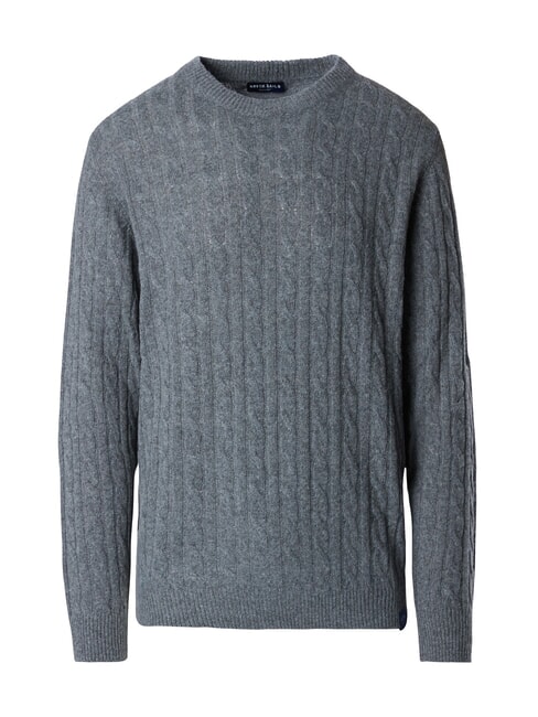 NORTH SAILS N|S Cable knit crew neck sweater medium gray melange - Men's Sweaters