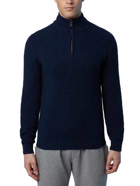 NORTH SAILS N|S Ribbed turtleneck sweater with half zip navy blue - Men's Sweaters