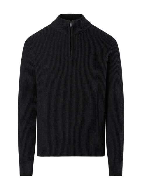 NORTH SAILS N|S Ribbed turtleneck sweater with half zip dark gray melange - Men's Sweaters