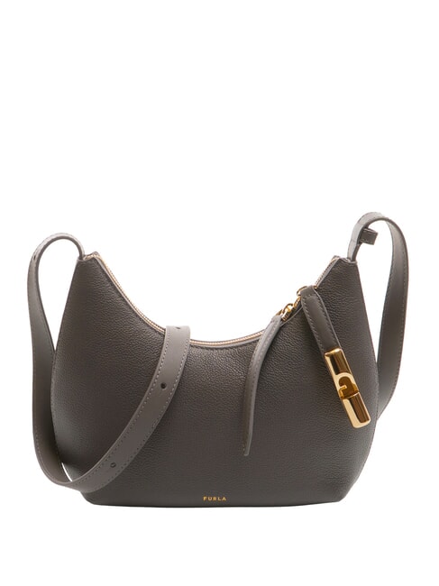 FURLA GOCCIA Hammered leather shoulder bag urban gray - Women’s Bags