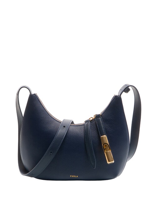 FURLA GOCCIA Hammered leather shoulder bag royal blue - Women’s Bags
