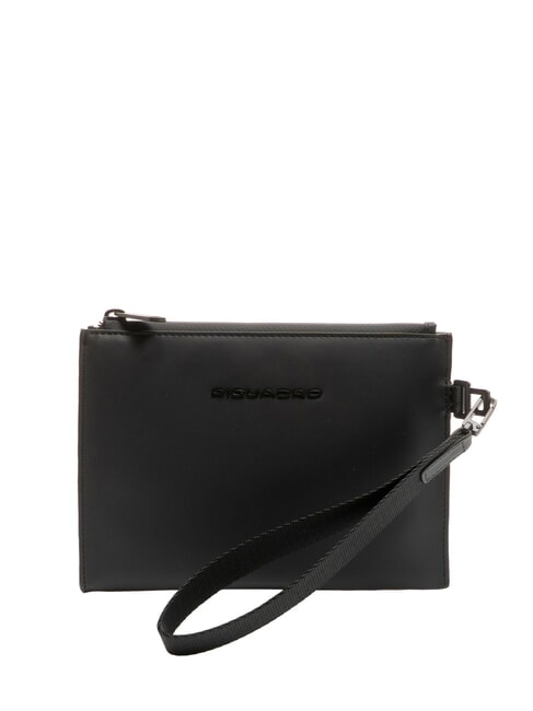 PIQUADRO CORNER SPECIALE GOMMATO Flat clutch bag with cuff Black - Tablet holder& Organizer