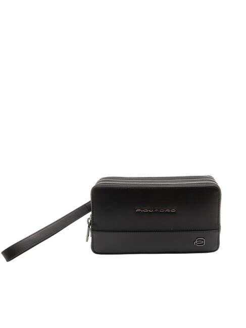 PIQUADRO W136 Men's leather clutch bag with 3 compartments Black - Tablet holder& Organizer