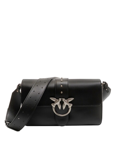 PINKO LOVE ONE CLASSIC SLOUCHY Leather shoulder bag black limousine - matt silver - Women’s Bags