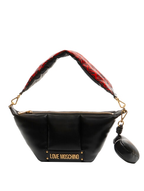 LOVE MOSCHINO PUFFY LOGO Small heart pouch shoulder bag black/red/black - Women’s Bags