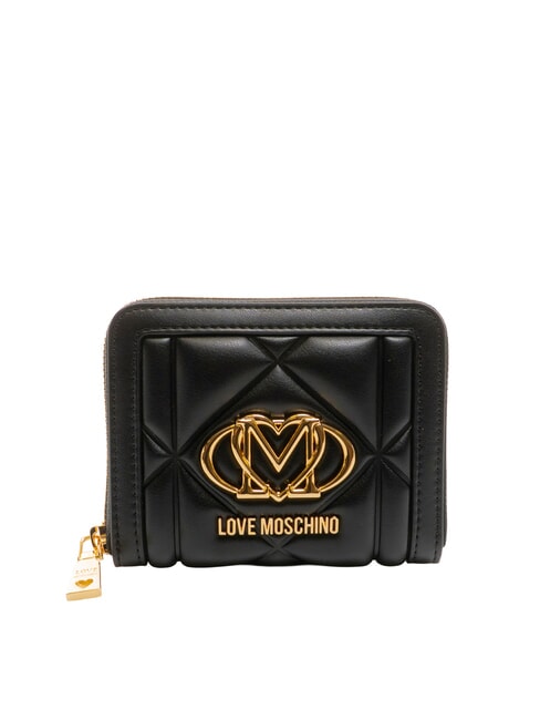 LOVE MOSCHINO EMBOSSED Compact zip-around wallet Black - Women’s Wallets