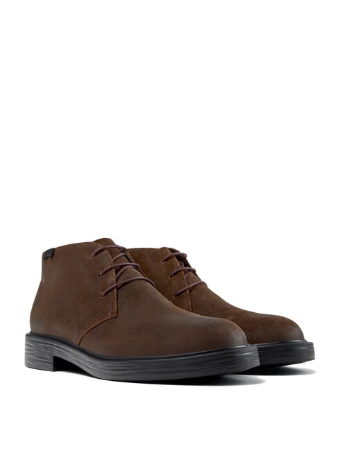 CAMPER DEAN Lace-up ankle boots in nubuck leather dark brown - Men’s shoes