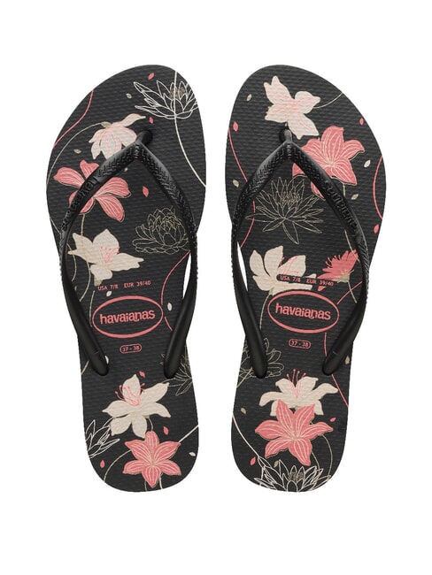 HAVAIANAS SLIM ORGANIC Flip-flops black/dark ash/light rose - Women’s shoes