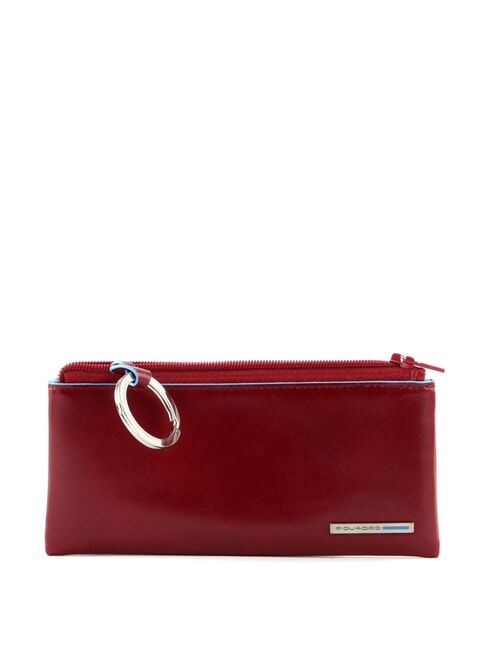 PIQUADRO key ring BLUE SQUARE, in leather RED - Key holders