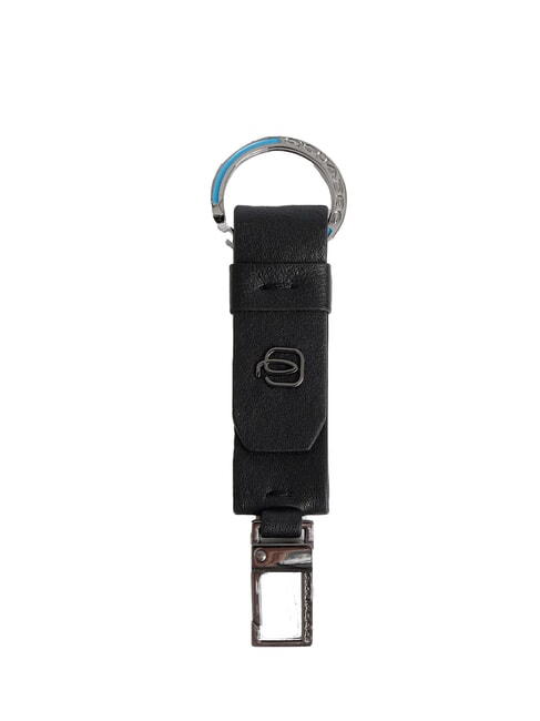 PIQUADRO BLACK SQUARE Leather key ring, with carabiner Black - Key holders