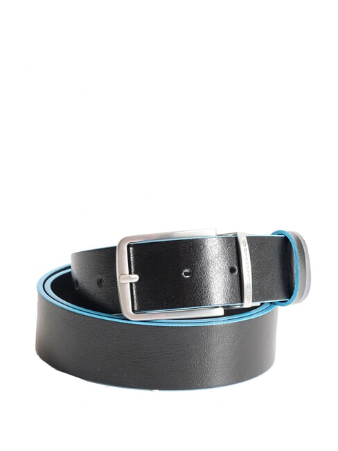 PIQUADRO BLUE SQUARE Reversible leather belt, can be shortened black/blue - Belts