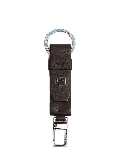 PIQUADRO BLACK SQUARE Leather key ring, with carabiner MORO - Key holders