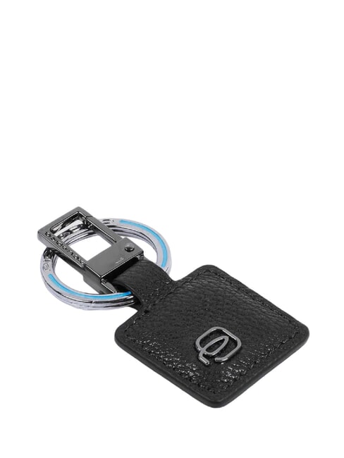 PIQUADRO BLACK SQUARE  Leather charm keychain Black - Key holders