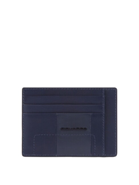 PIQUADRO FINN Flat leather card holder blue - Men’s Wallets