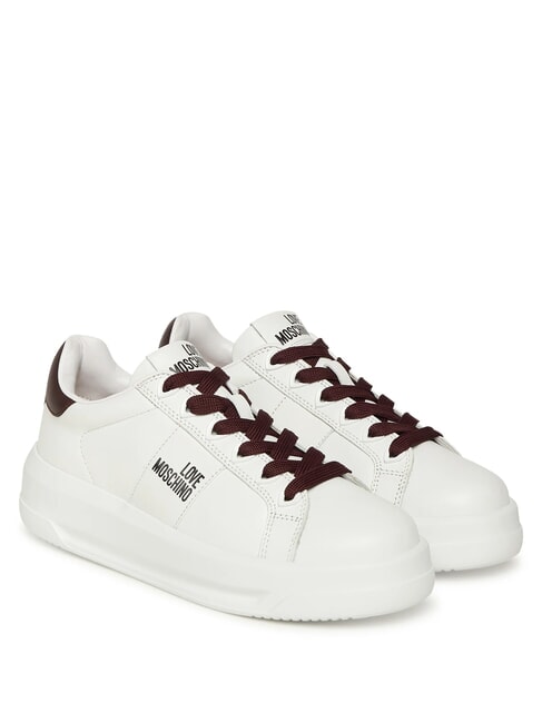 LOVE MOSCHINO ECLIPSE50 Leather sneakers white/burgundy - Women’s shoes
