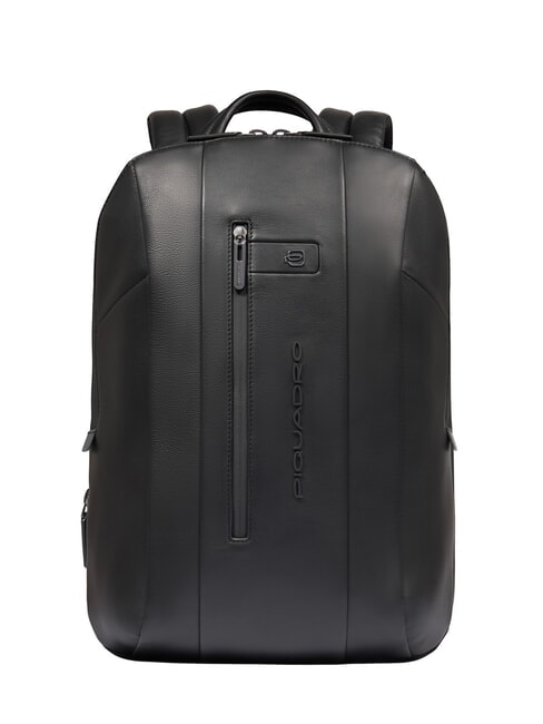 PIQUADRO URBAN 15.6" Laptop Backpack in Leather Black - Laptop backpacks