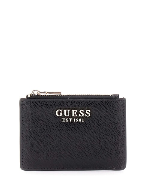 GUESS AMORETTE Flat card holder with zip BLACK - Women’s Wallets