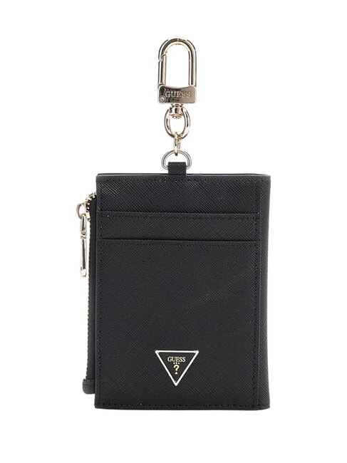 GUESS SAFFIANO Card holder with key ring BLACK - Women’s Wallets