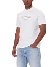 GUESS EMBROIDERY Cotton T-Shirt purwhite - T-shirt - 1