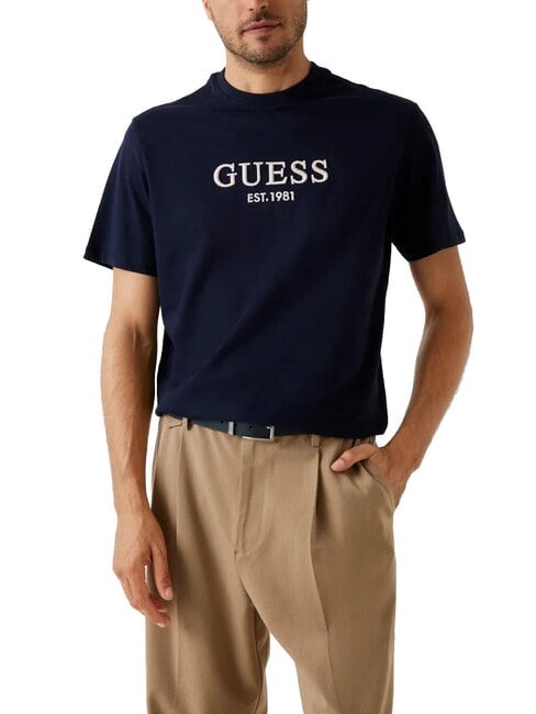 GUESS EMBROIDERY Cotton T-Shirt smartblue - T-shirt