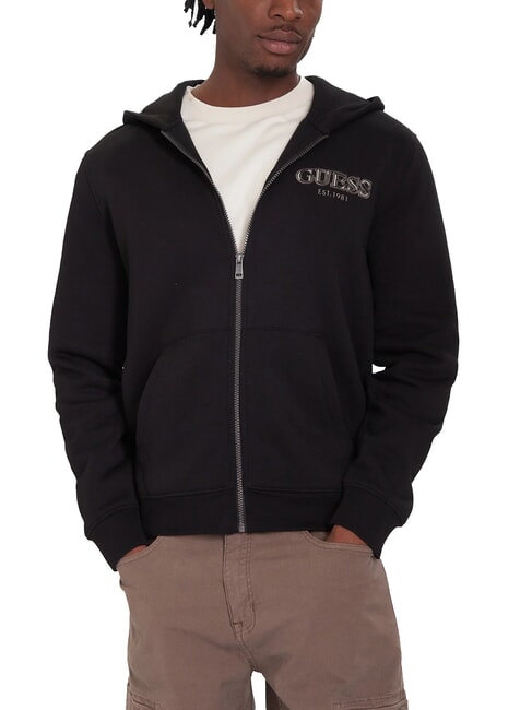 GUESS ZIP BASIC Full zip hoodie jetbla - Sweatshirts
