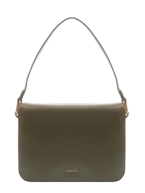 FRANCESCO BIASIA NOVEAU Leather shoulder bag with flap moss - Women’s Bags