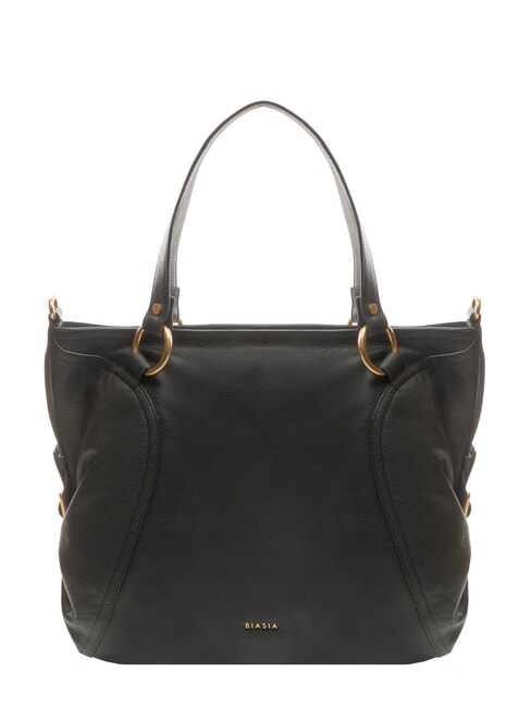 BIASIA WEAVE Leather shopping bag with shoulder strap black - Women’s Bags