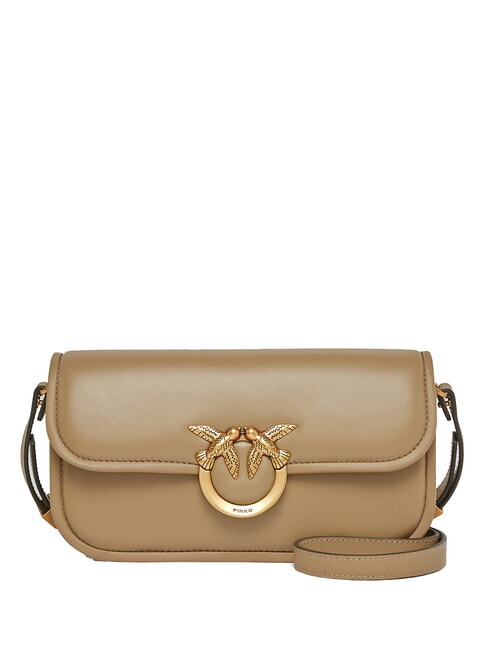 PINKO LOVE BOX Shoulder bag, in leather ginger biscuit-antique gold - Women’s Bags