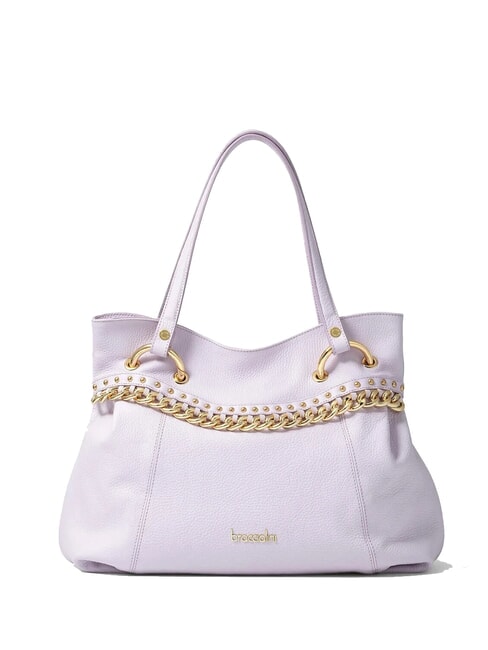 BRACCIALINI NORA Leather shopping bag with chain lilac - Women’s Bags