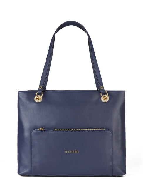 BRACCIALINI NORA Leather shoulder bag with pocket blue - Women’s Bags