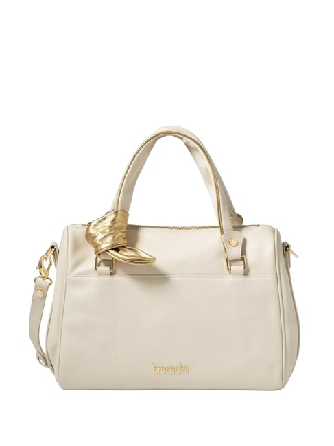 BRACCIALINI GRETA Leather satchel bag with shoulder strap beige - Women’s Bags