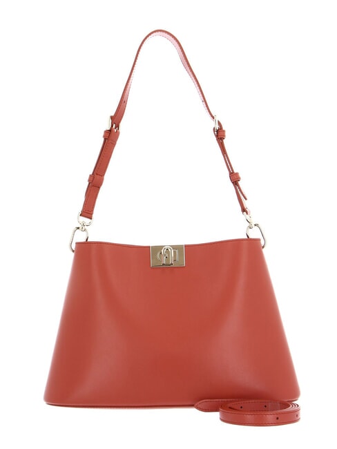 FURLA FLEUR Leather shoulder bag with shoulder strap cinnamon - Women’s Bags