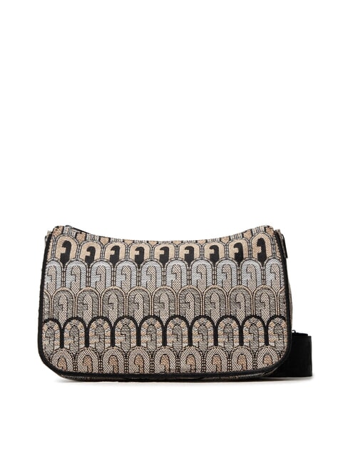 FURLA MOON Mini bag in jacquard fabric desert + black tones - Women’s Bags